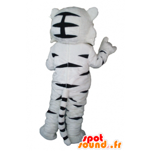 Mascot branco eo tigre preto, bonito, doce e tocante - MASFR22955 - Tiger Mascotes
