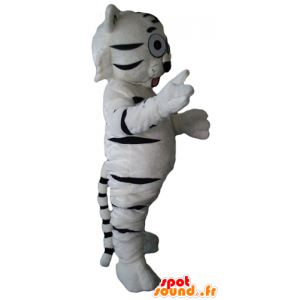 Mascot branco eo tigre preto, bonito, doce e tocante - MASFR22955 - Tiger Mascotes