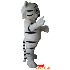 Mascot blanco y tigre negro, lindo, dulce y entrañable - MASFR22955 - Mascotas de tigre