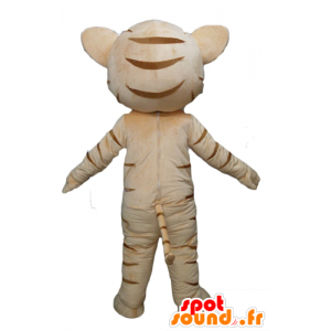 Gato de tigre mascote marrom e branco com olhos azuis - MASFR22956 - Tiger Mascotes