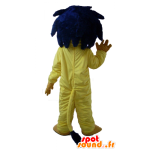 Mascote leão amarelo, com uma juba azul - MASFR22958 - Mascotes leão