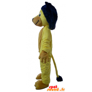 Mascote leão amarelo, com uma juba azul - MASFR22958 - Mascotes leão