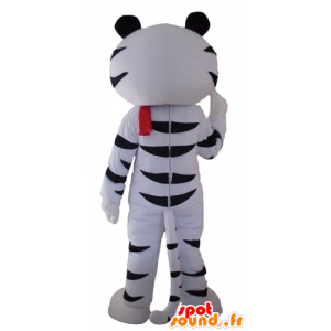 Mascot Tiger black and white with a red scarf - MASFR22959 - Tiger mascots