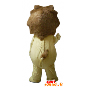 Gul løve maskot, hvit og brun, lubben og rørende - MASFR22960 - Lion Maskoter