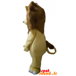 Gelber Löwe-Maskottchen, weiß und braun, plump und erbärmlich - MASFR22960 - Löwen-Maskottchen
