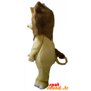 Yellow lion mascot, white and brown, plump and pathetic - MASFR22960 - Lion mascots