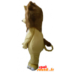 Geel leeuw mascotte, wit en bruin, mollig en ontroerend - MASFR22960 - Lion Mascottes