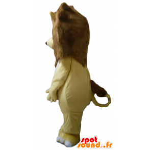 Yellow lion mascot, white and brown, plump and pathetic - MASFR22960 - Lion mascots