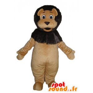 Brun og sort løve maskot, kæmpe, sød og sød - Spotsound maskot