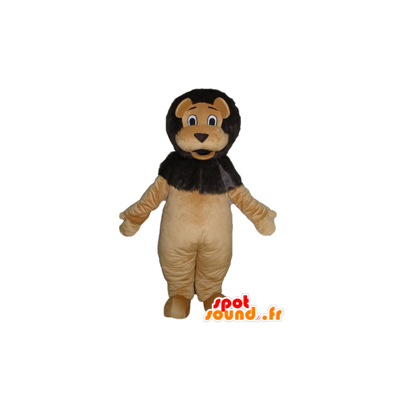 Mascot bruine en zwarte leeuw, reus, lief en schattig - MASFR22962 - Lion Mascottes