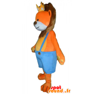 Mascotte de lion orange et marron, avec une couronne - MASFR22964 - Mascottes Lion