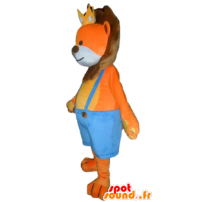 Löwe-Maskottchen-Orange und Braun, mit einer Krone - MASFR22964 - Löwen-Maskottchen