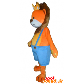 Orange og brun løve maskot med krone - Spotsound maskot kostume