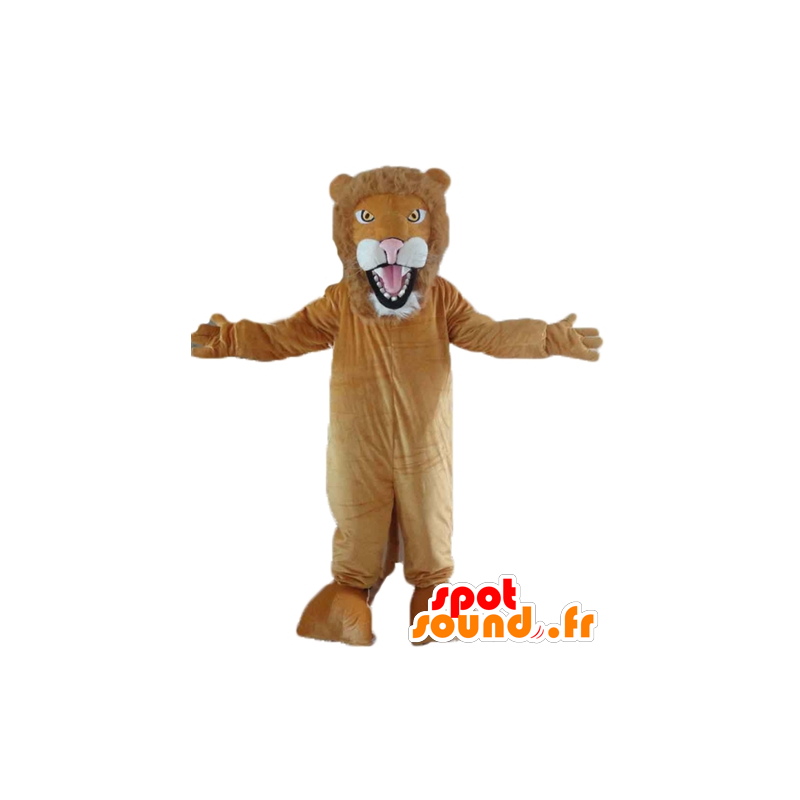 Brown and white lion mascot, fully customizable - MASFR22967 - Lion mascots