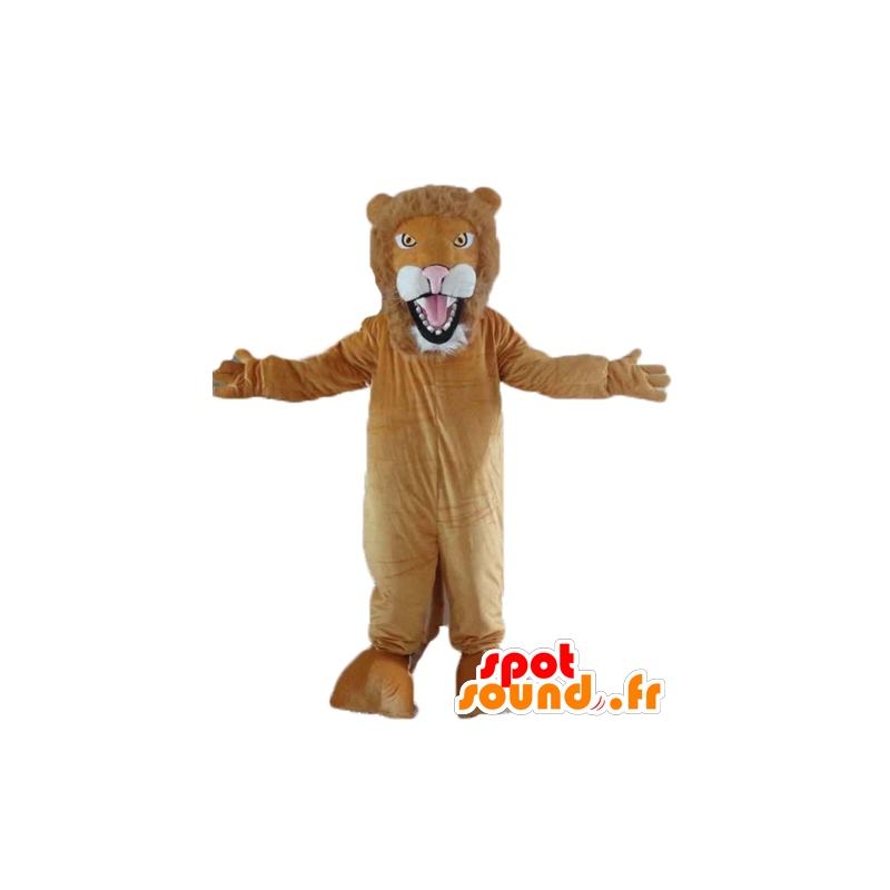完全にカスタマイズ可能な茶色と白のライオンのマスコット-MASFR22967-ライオンのマスコット
