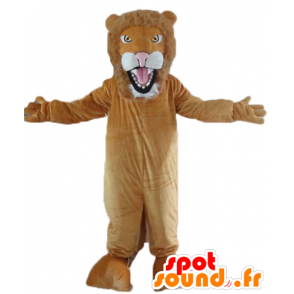 Brown and white lion mascot, fully customizable - MASFR22967 - Lion mascots