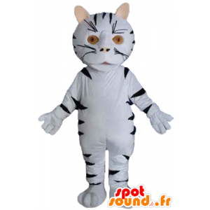 Mascotte de chat, de tigre blanc et noir, géant - MASFR22968 - Mascottes Tigre