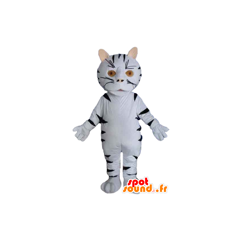 Cat mascot, black and white tiger, giant - MASFR22968 - Tiger mascots