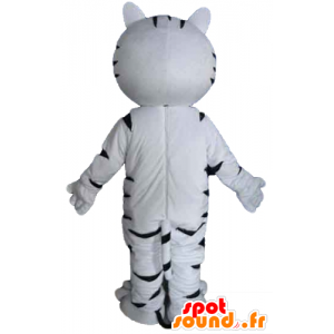 Cat Maskottchen, Schwarz-Weiß-Tiger, Riesen - MASFR22968 - Tiger Maskottchen