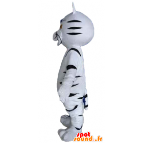 Kattemaskot, hvid og sort tiger, kæmpe - Spotsound maskot