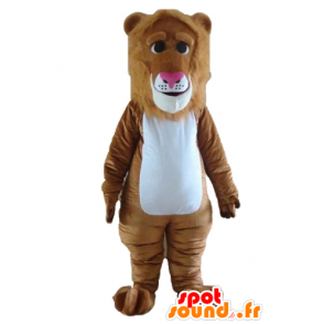 Bruine en witte leeuw mascotte, met een mooie manen - MASFR22971 - Lion Mascottes