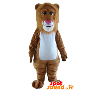 Mascotte de lion marron et blanc, avec une belle crinière - MASFR22971 - Mascottes Lion