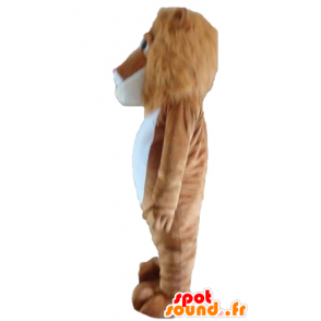 Bruine en witte leeuw mascotte, met een mooie manen - MASFR22971 - Lion Mascottes