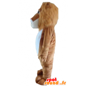 Mascotte de lion marron et blanc, avec une belle crinière - MASFR22971 - Mascottes Lion