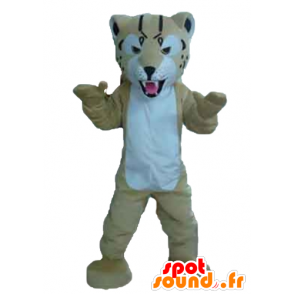 Beige og hvit tiger maskot, hard - MASFR22973 - Tiger Maskoter