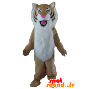 Mascotte de tigre marron, blanc et noir, poilu - MASFR22974 - Mascottes Tigre