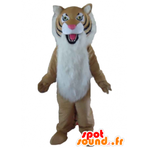 Mascot καφέ τίγρης, λευκό και μαύρο, τριχωτό - MASFR22974 - Tiger Μασκότ