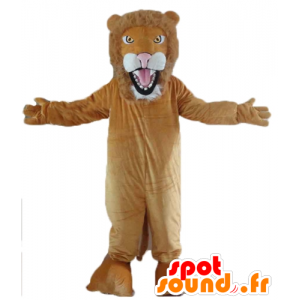 Bruine leeuw mascotte en wit, brullende - MASFR22975 - Lion Mascottes