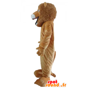 Mascotte de lion marron et blanc, rugissant - MASFR22975 - Mascottes Lion