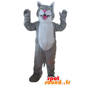 Mascot grijze tijger, witte en zwarte reus - MASFR22976 - Tiger Mascottes