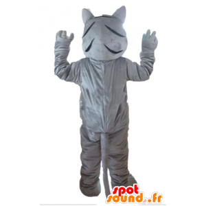 Maskot grå tiger, hvid og sort, kæmpe - Spotsound maskot kostume