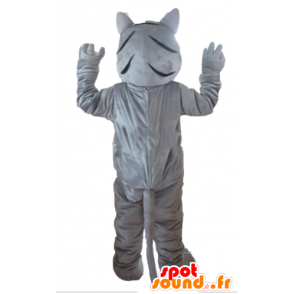 Mascotte de tigre gris, blanc et noir, géant - MASFR22976 - Mascottes Tigre