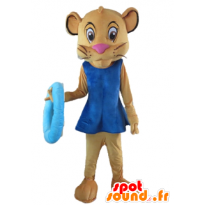 Sala mascot, brown lioness, girlfriend of Simba, with a dress - MASFR22977 - Lion mascots