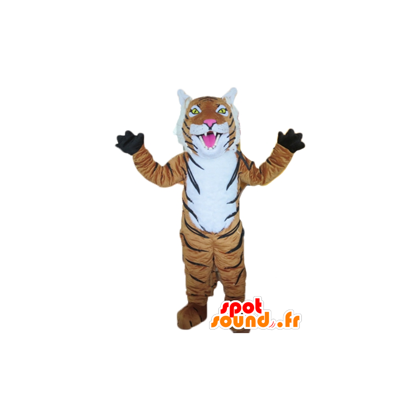 Mascot tigre castanho, branco e preto - MASFR22978 - Tiger Mascotes