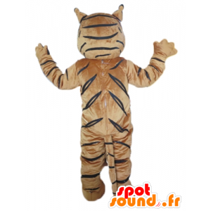 Mascot καφέ τίγρης, λευκό και μαύρο - MASFR22978 - Tiger Μασκότ