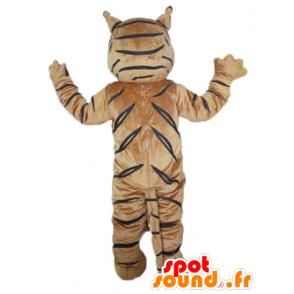 Brun, hvid og sort tiger maskot - Spotsound maskot kostume