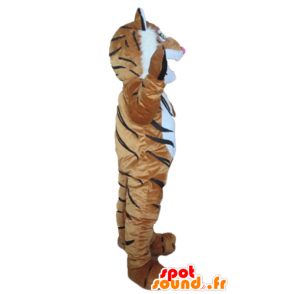 Mascot ruskea tiikeri, valkoinen ja musta - MASFR22978 - Tiger Maskotteja