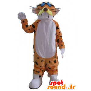 Tigre arancione mascotte, bianco e nero, divertente e colorato - MASFR22982 - Mascotte tigre