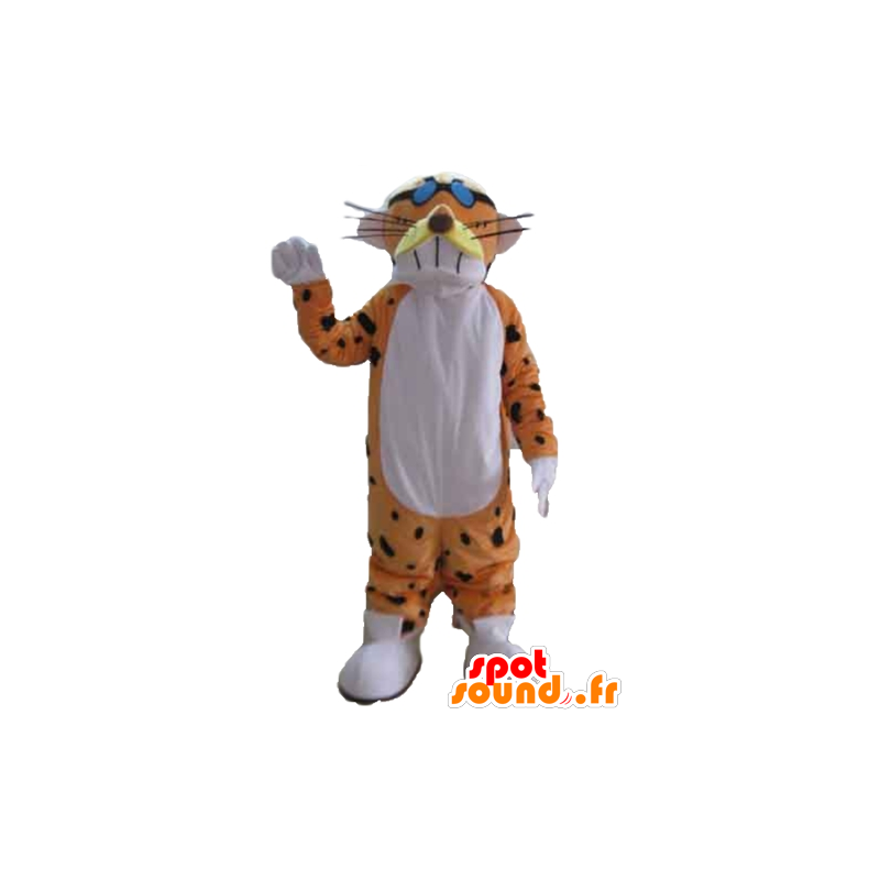 Tigre arancione mascotte, bianco e nero, divertente e colorato - MASFR22982 - Mascotte tigre