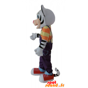 Mascot tigre in bianco e nero con un abito colorato - MASFR22983 - Mascotte tigre