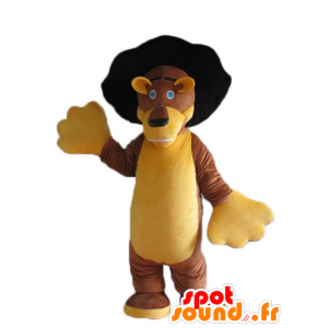 Brun och gul lejonmaskot, söt och söt - Spotsound maskot