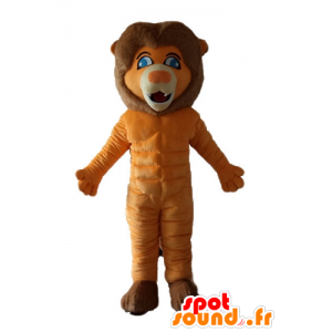 Laranja leão mascote e marrom com olhos azuis - MASFR22986 - Mascotes leão
