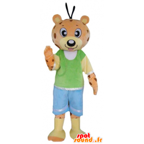 Oransje og gult teddy maskot, tiger, farget antrekk - MASFR22989 - bjørn Mascot