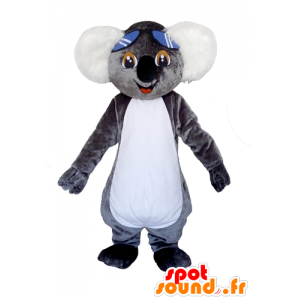 Mascot šedé a bílé koala, velmi hezký s brýlemi - MASFR22992 - Koala Maskoti