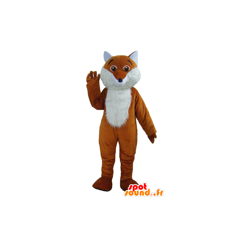 Mascot oransje og hvit rev, søt, hårete - MASFR22993 - Fox Maskoter
