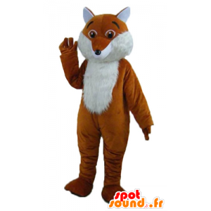 Mascot oranje en witte vos, leuk, harige - MASFR22993 - Fox Mascottes